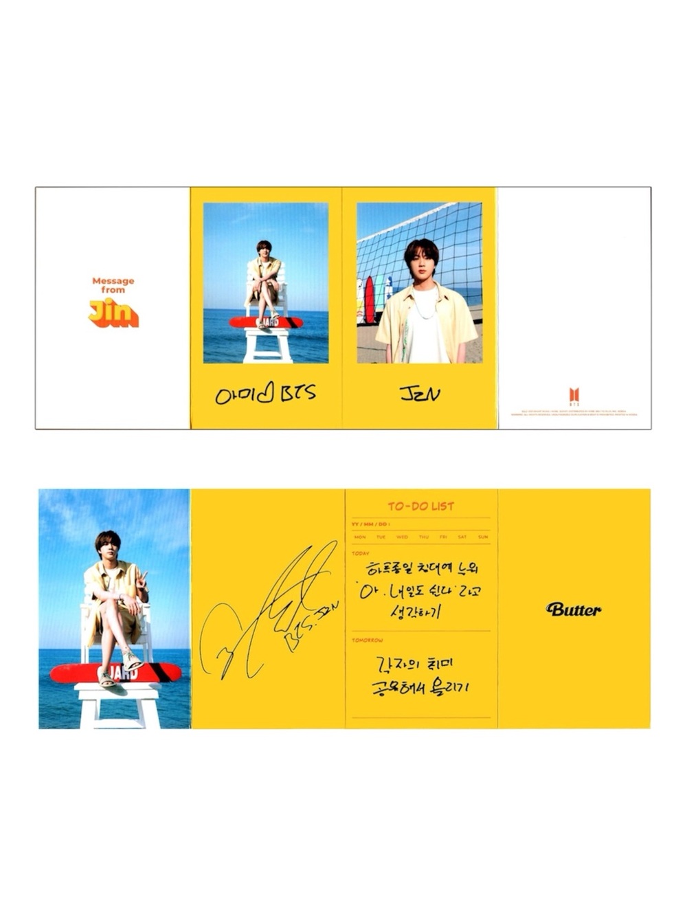 BTS BUTTER JIN MESSAGE CARD - BRAND NEW